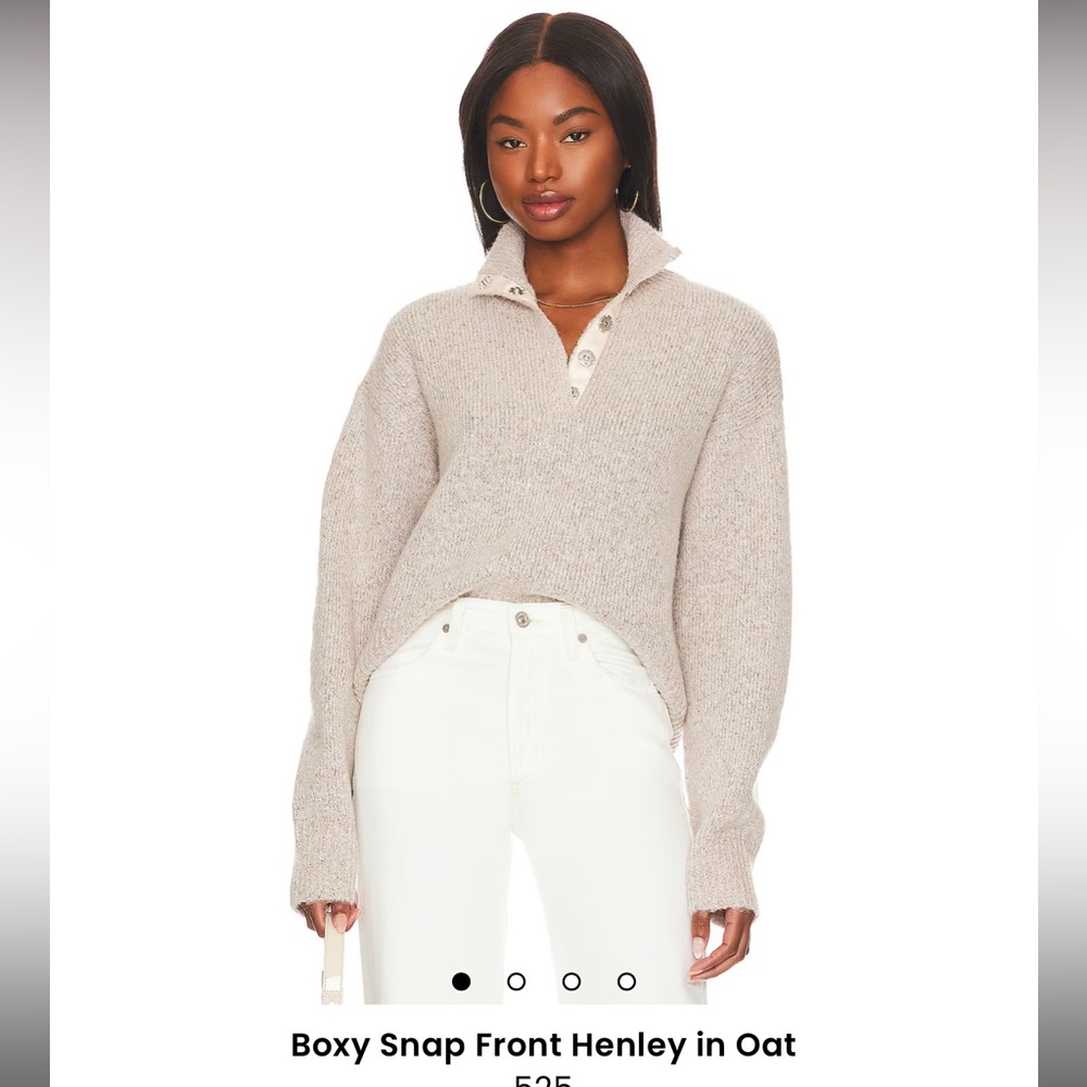 Boxy Snap Front Henley in Oat